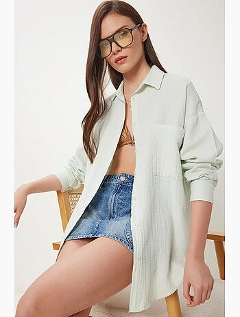 Chemise oversize en coton texturé avec poche istanbul