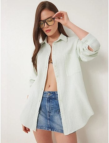 Chemise oversize en coton texturé avec poche istanbul