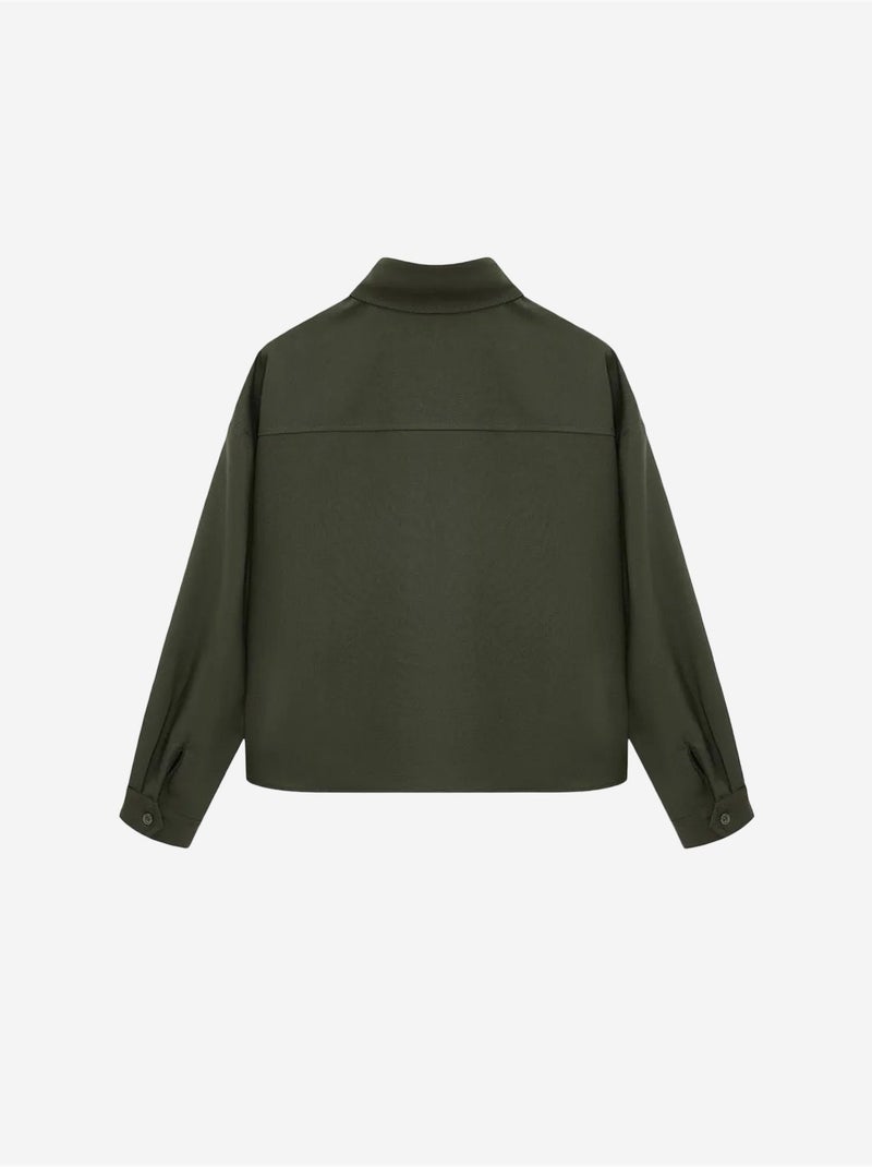 Chemise oversize en crêpe à boutons dilvin Kaki - Kiabi