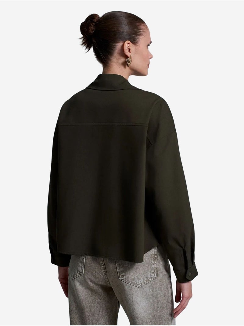 Chemise oversize en crêpe à boutons dilvin Kaki - Kiabi