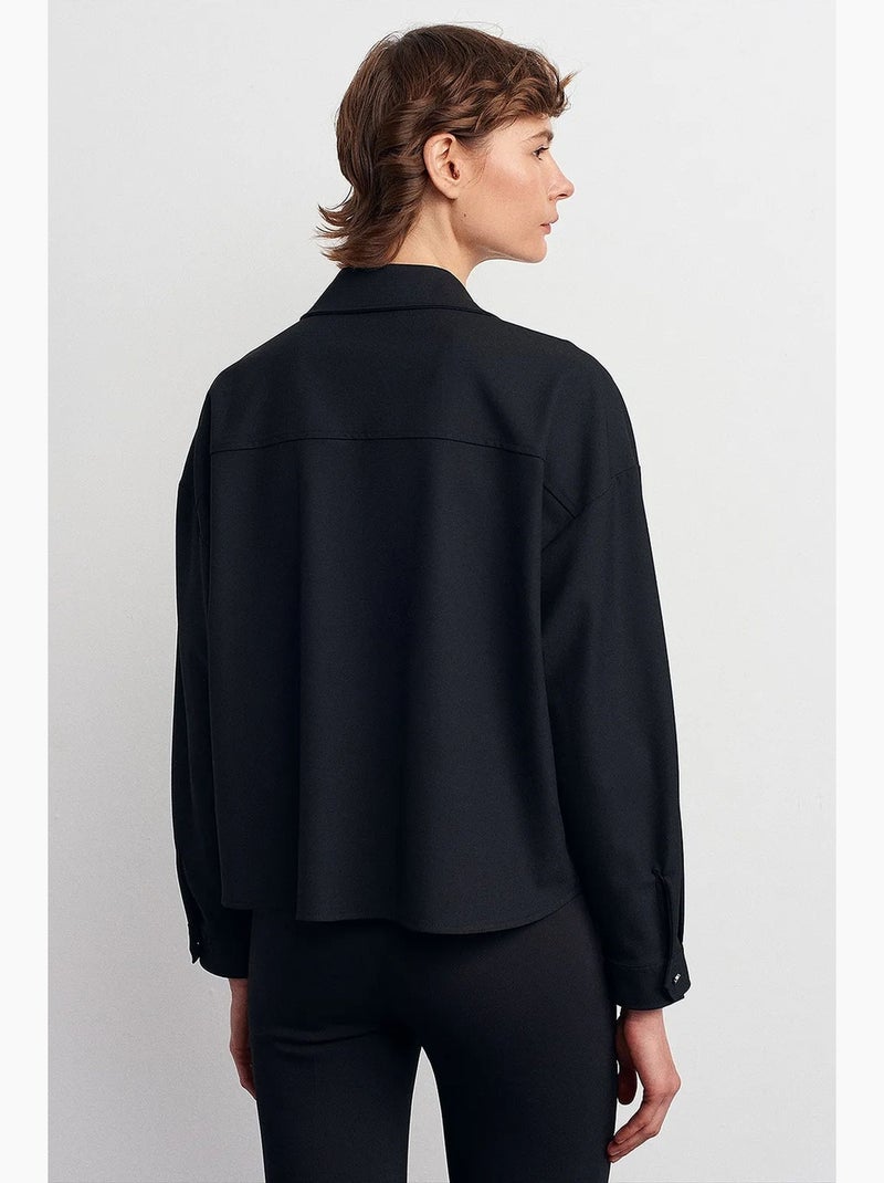 Chemise oversize en crêpe à boutons dilvin Noir - Kiabi