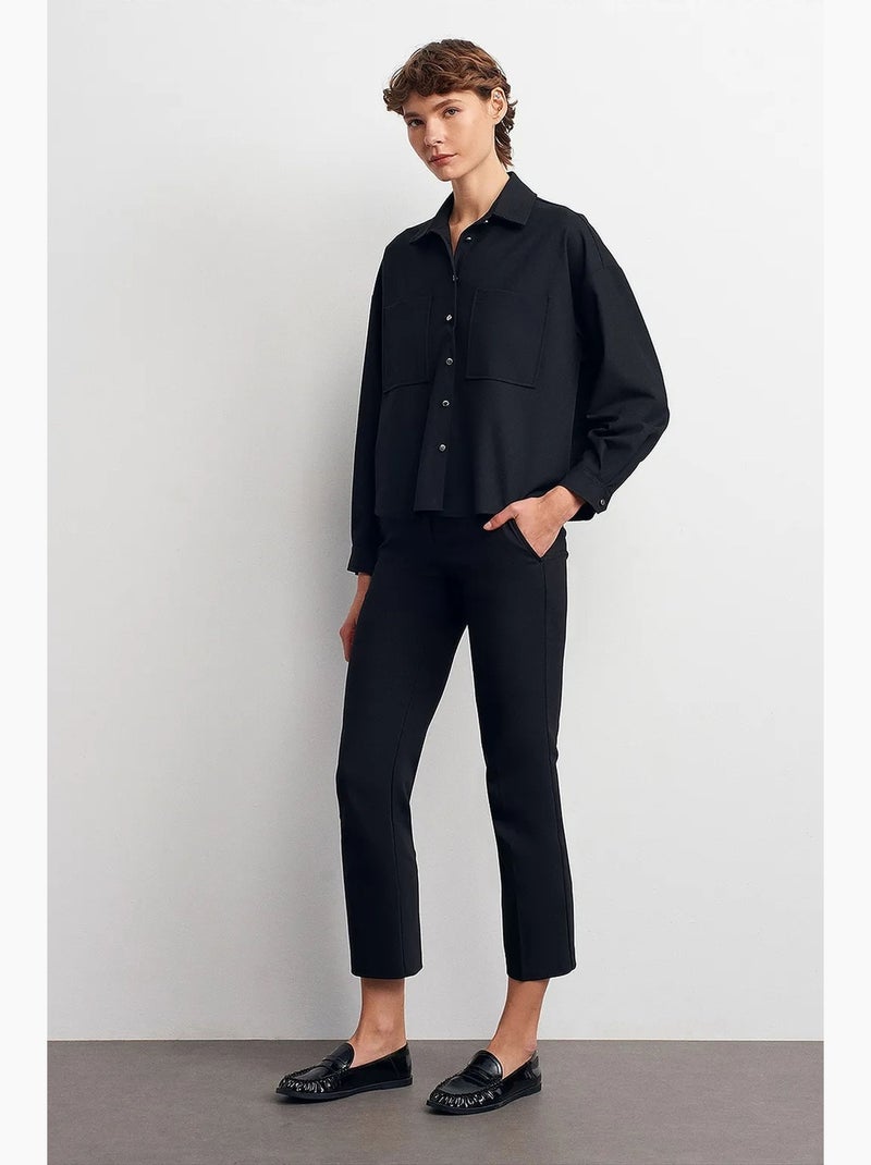 Chemise oversize en crêpe à boutons dilvin Noir - Kiabi