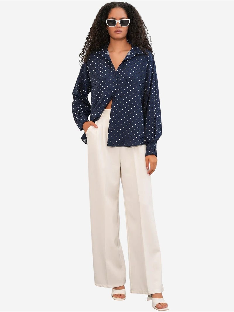 Chemise oversize en crêpe à pois bdart Bleu marine - Kiabi