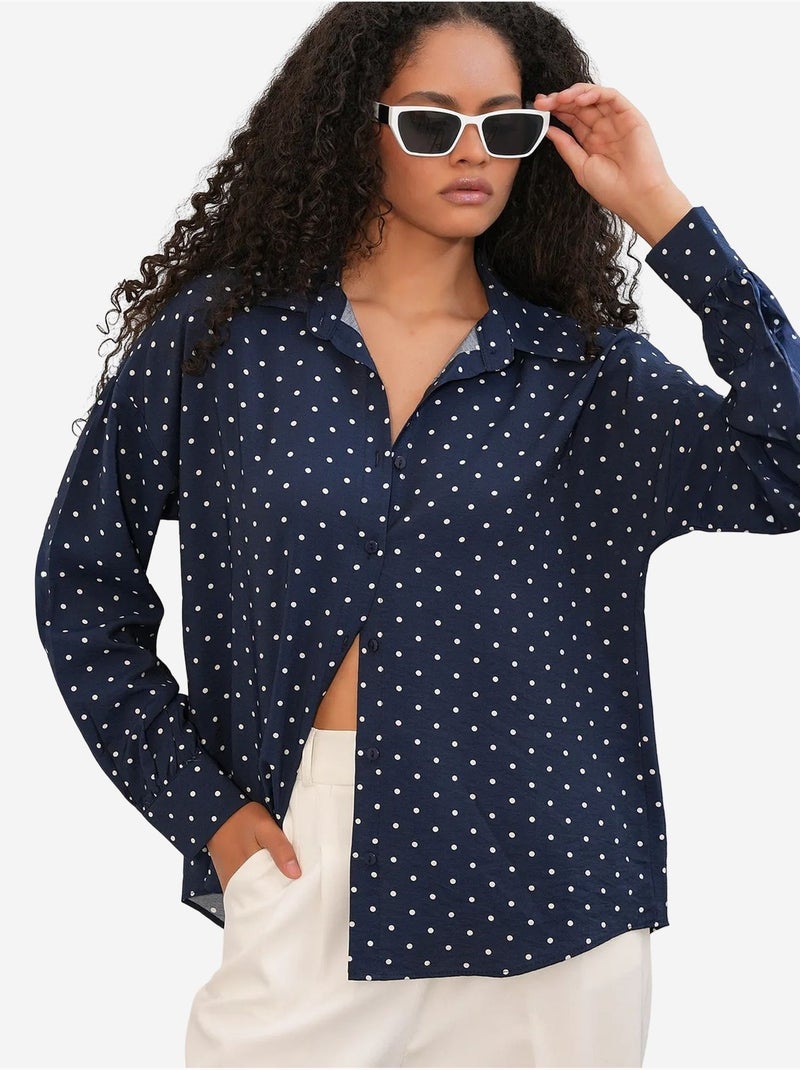 Chemise oversize en crêpe à pois bdart Bleu marine - Kiabi