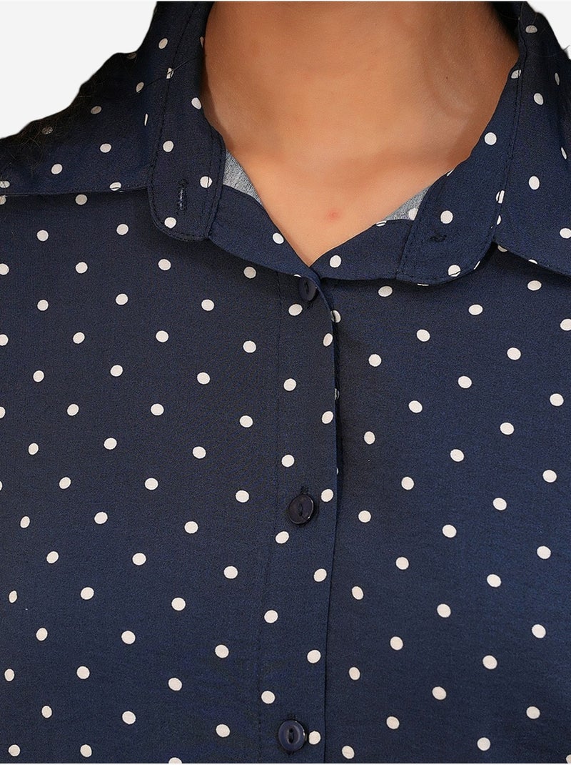 Chemise oversize en crêpe à pois bdart Bleu marine - Kiabi