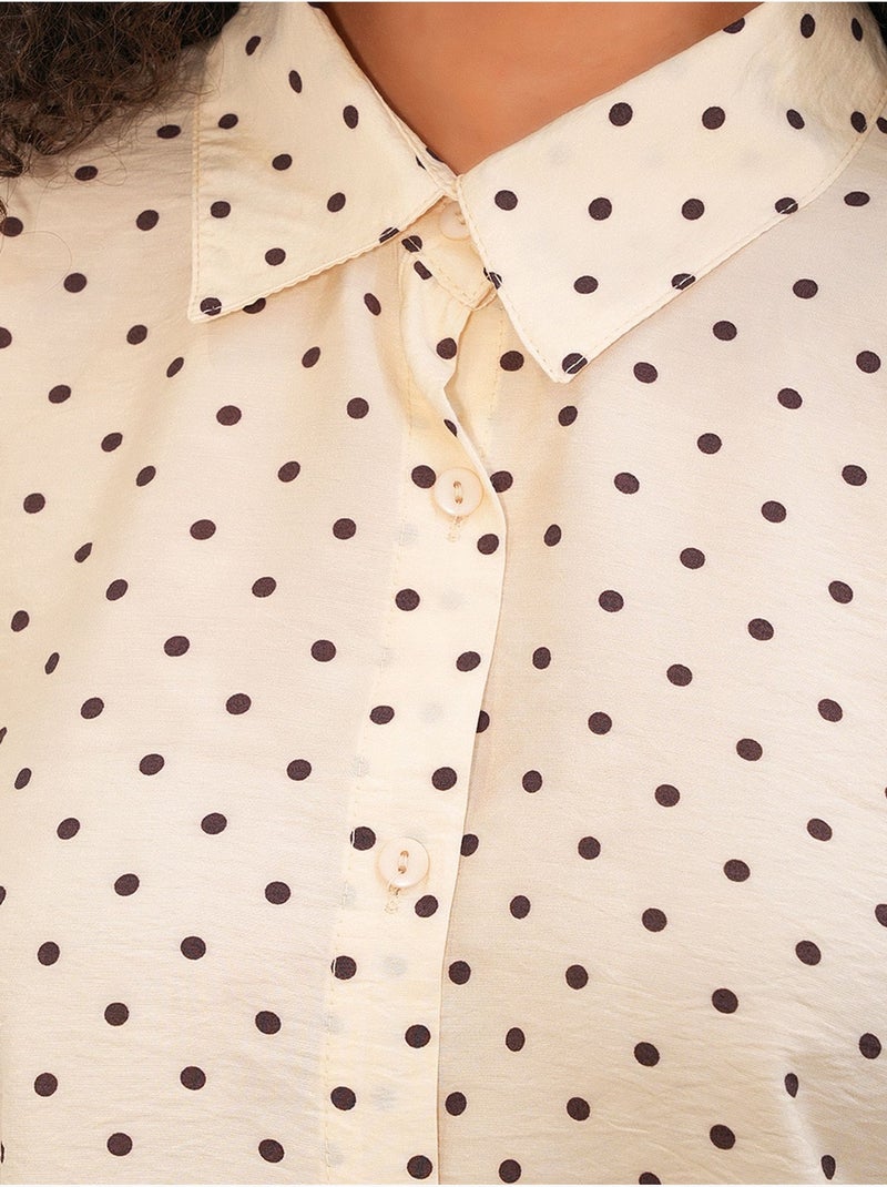 Chemise oversize en crêpe à pois bdart Crème - Kiabi