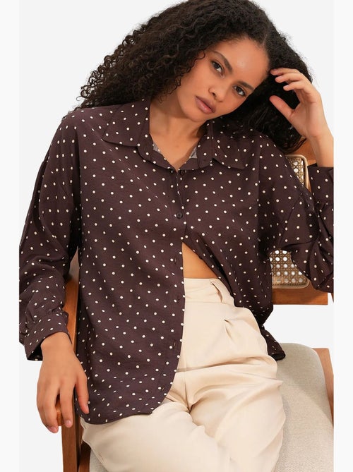 Chemise oversize en crêpe à pois bdart - Kiabi Chemise oversize en crêpe à pois bdart - Kiabi