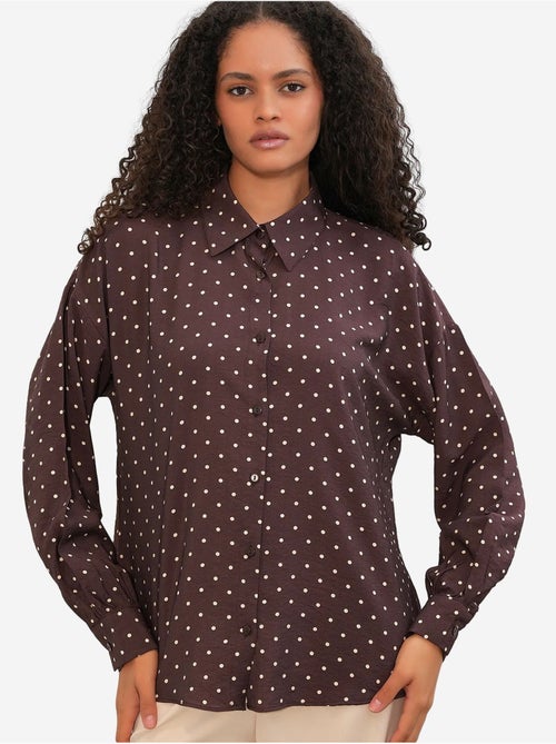Chemise oversize en crêpe à pois bdart - Kiabi Chemise oversize en crêpe à pois bdart - Kiabi