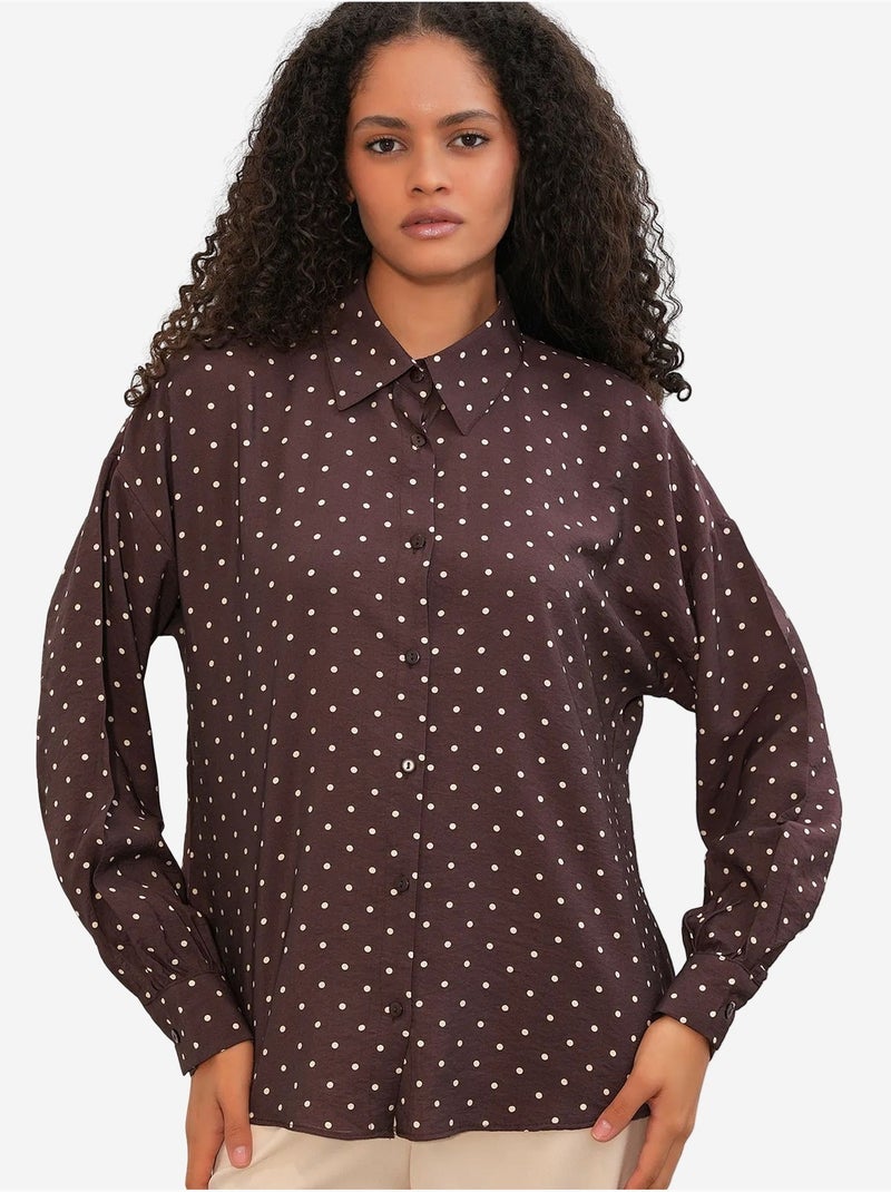 Chemise oversize en crêpe à pois bdart Marron - Kiabi
