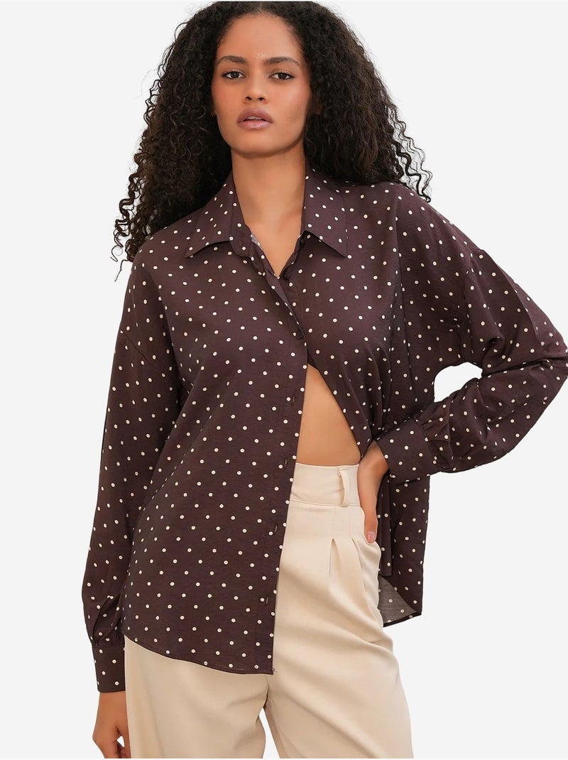 Chemise oversize en crêpe à pois bdart Marron - Kiabi