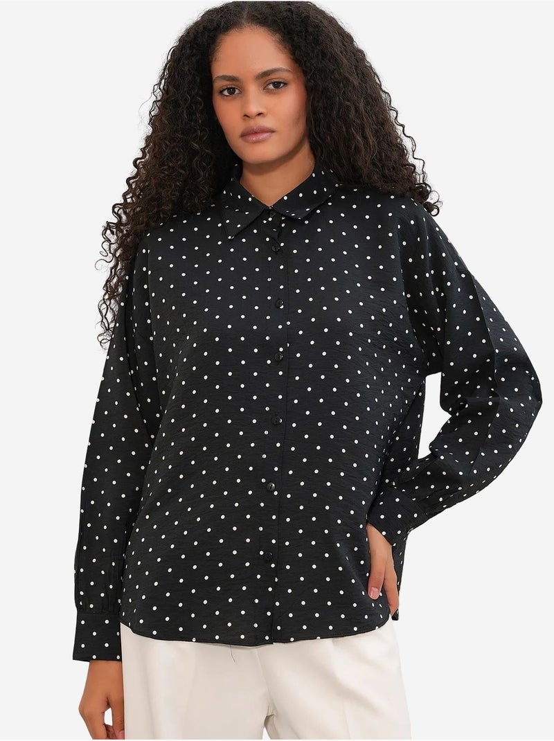 Chemise oversize en crêpe à pois bdart Noir - Kiabi