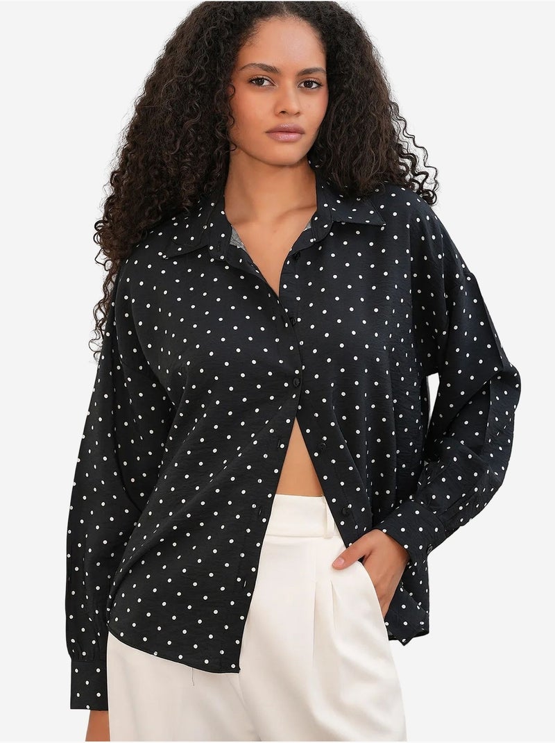 Chemise oversize en crêpe à pois bdart Noir - Kiabi