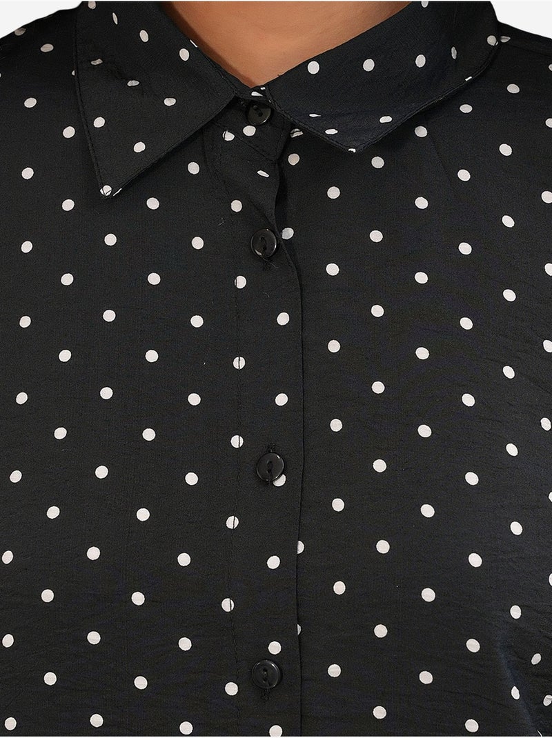 Chemise oversize en crêpe à pois bdart Noir - Kiabi