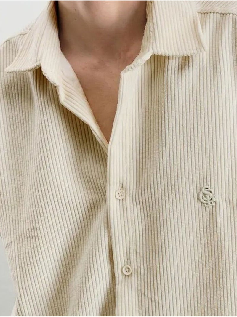 Chemise oversize en gabardine avec fermeture boutonnée giesto Beige argile - Kiabi