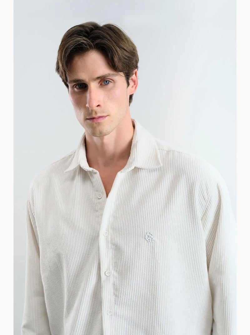 Chemise oversize en gabardine texturée avec fermeture boutonnée giesto Blanc - Kiabi
