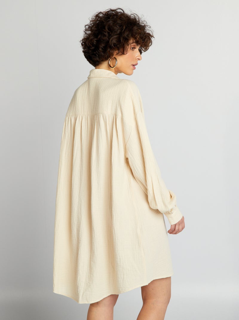 Chemise oversize en gaze de coton Beige - Kiabi