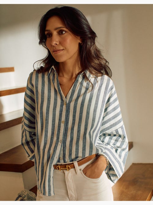 Chemise oversize en lin à rayures You&Me - Kiabi