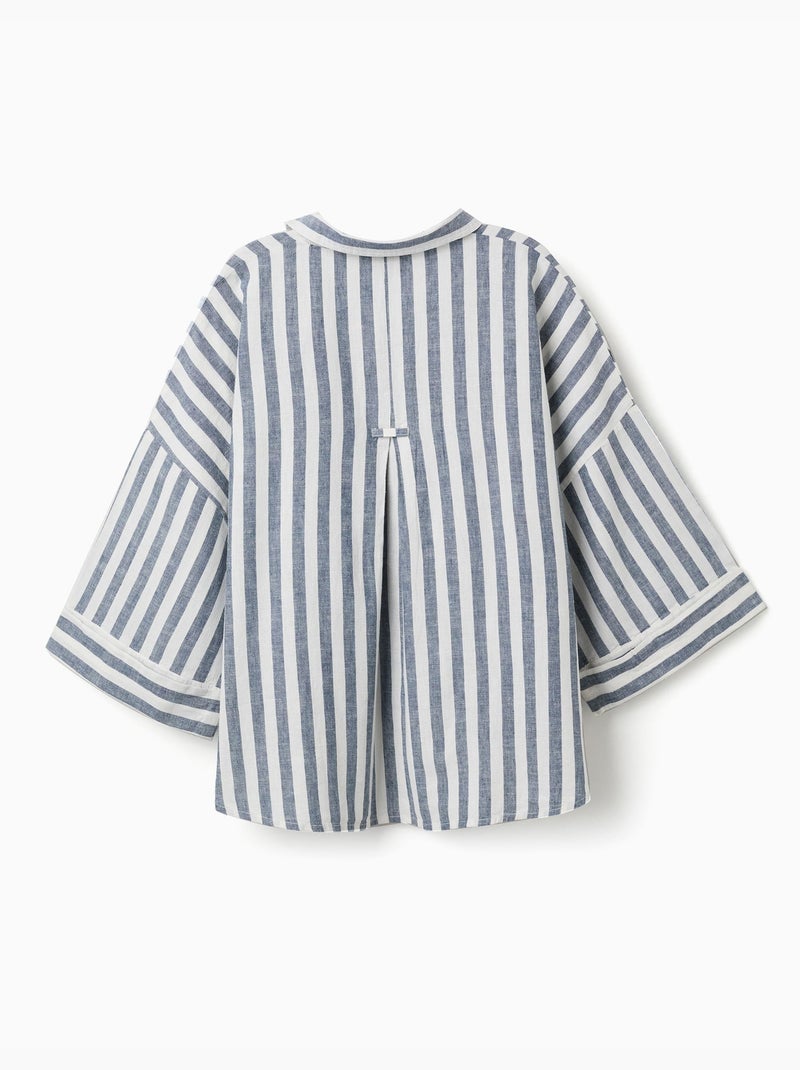 Chemise oversize en lin à rayures You&Me Beige clair - Kiabi