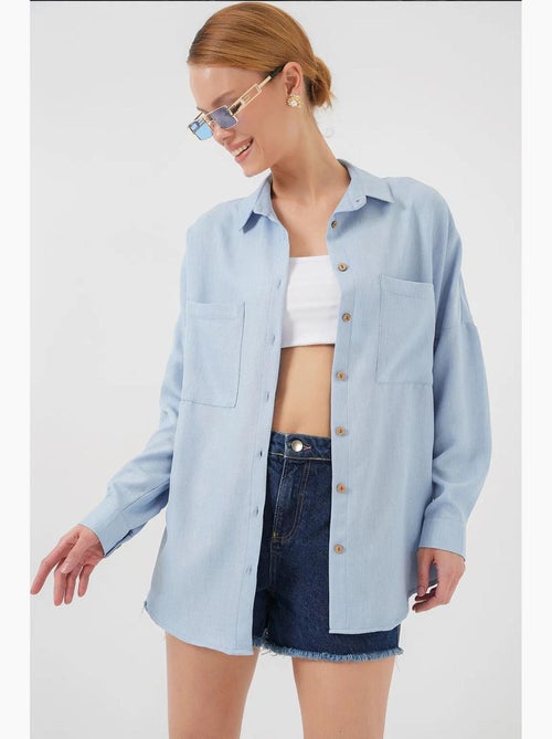 Chemise oversize en lin bdart - Kiabi Chemise oversize en lin bdart - Kiabi