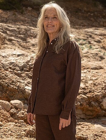 Chemise oversize en lin rayé