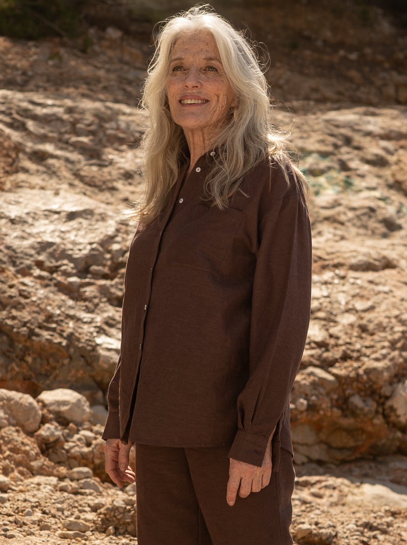 Chemise oversize en lin Marron - Kiabi