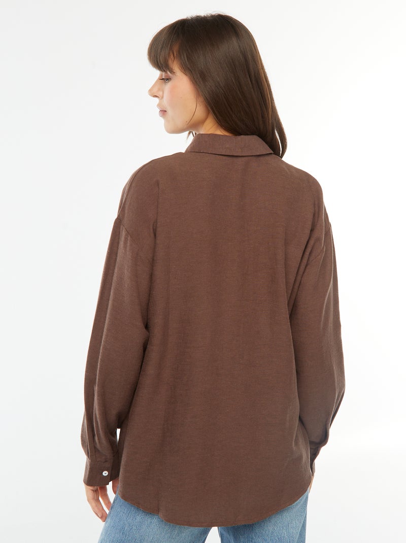 Chemise oversize en lin Marron - Kiabi