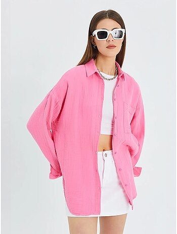 Chemise oversize en lin mélangé avec poche mixray