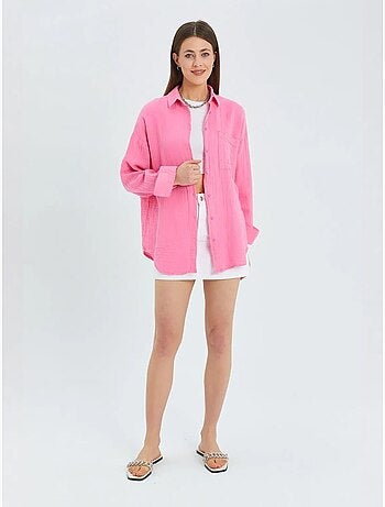 Chemise oversize en lin mélangé avec poche mixray