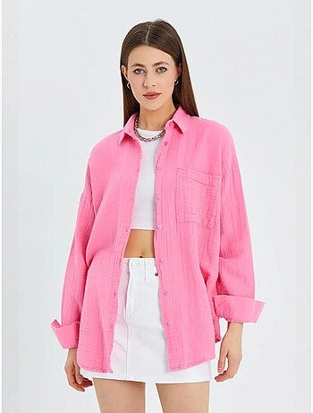 Chemise oversize en lin mélangé avec poche mixray