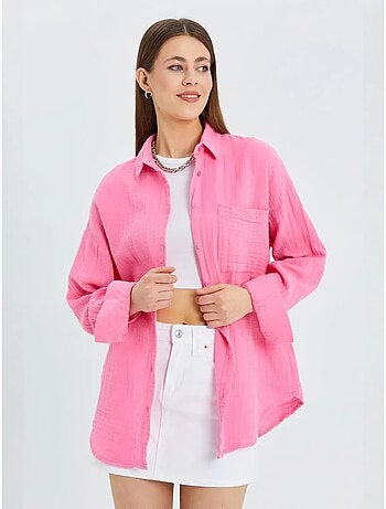 Chemise oversize en lin mélangé avec poche mixray