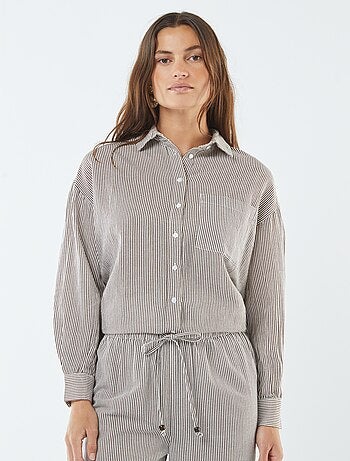 Chemise oversize en lin rayé