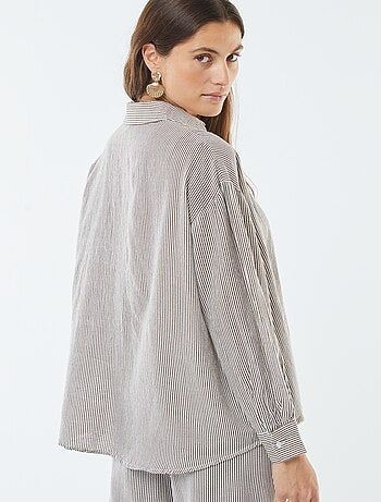 Chemise oversize en lin rayé