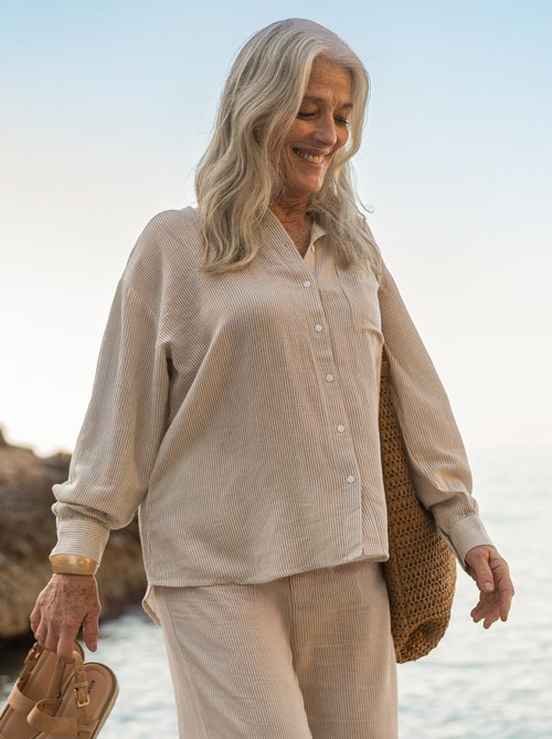 Chemise oversize en lin rayé - Kiabi