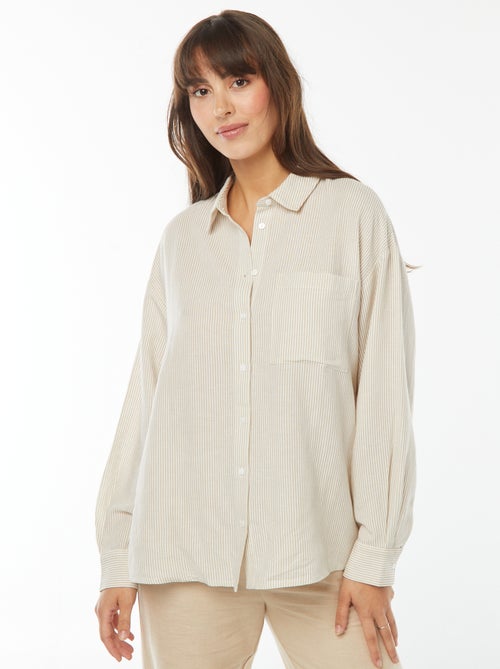 Chemise oversize en lin rayé - Kiabi
