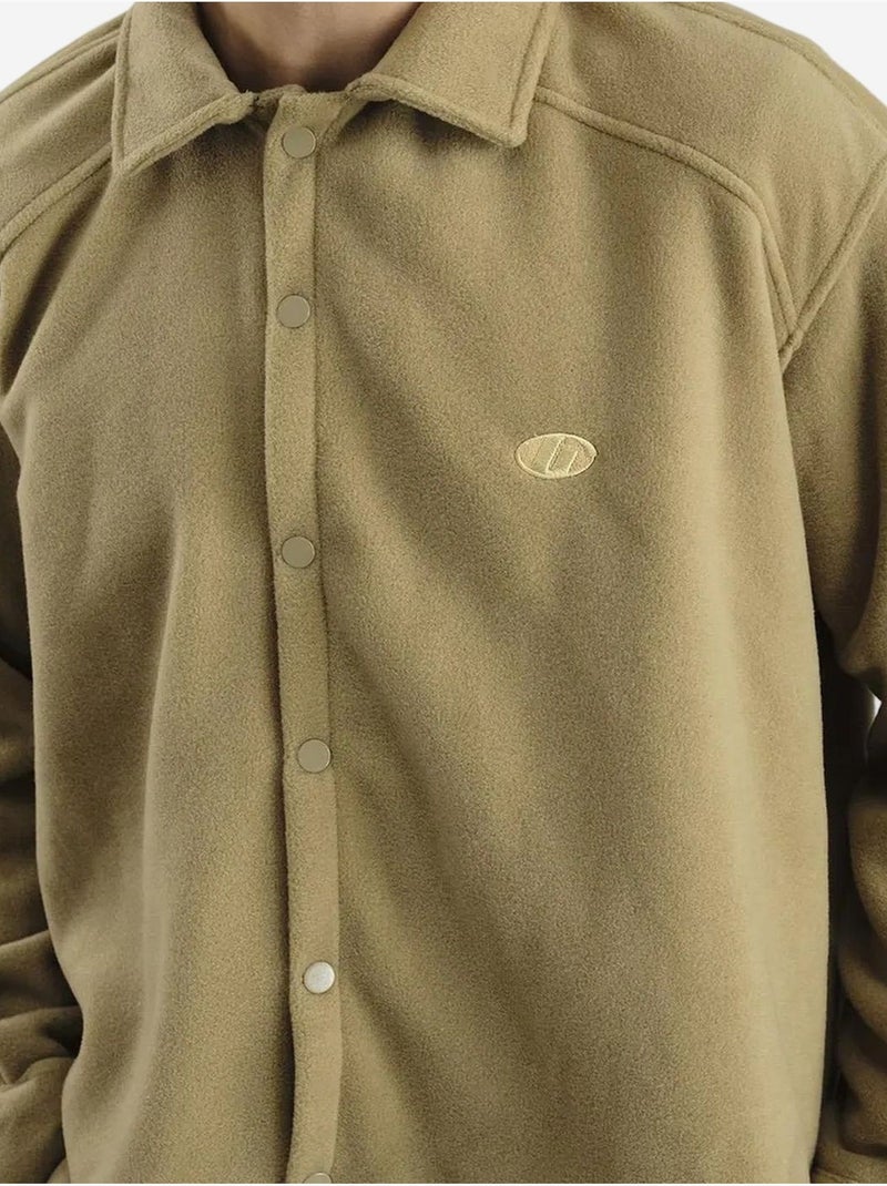 Chemise oversize en maille texturée avec fermeture boutonnée giesto Grège - Kiabi