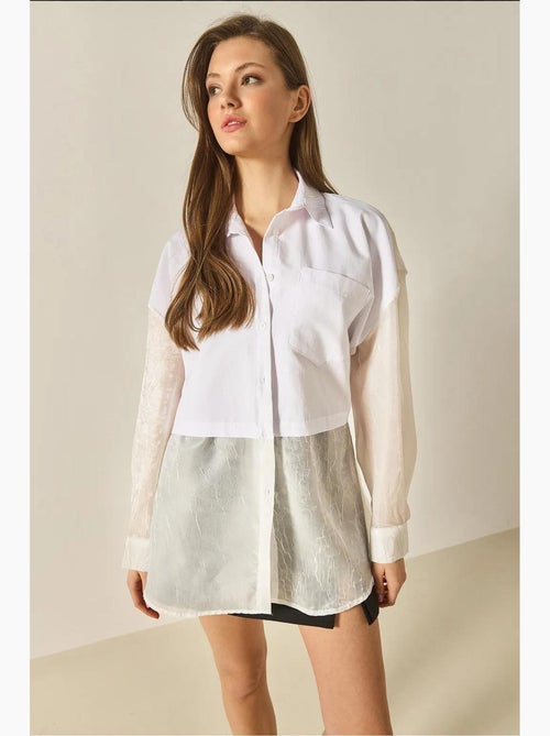 Chemise oversize en organza et tulle bianco lucci - Kiabi Chemise oversize en organza et tulle bianco lucci - Kiabi