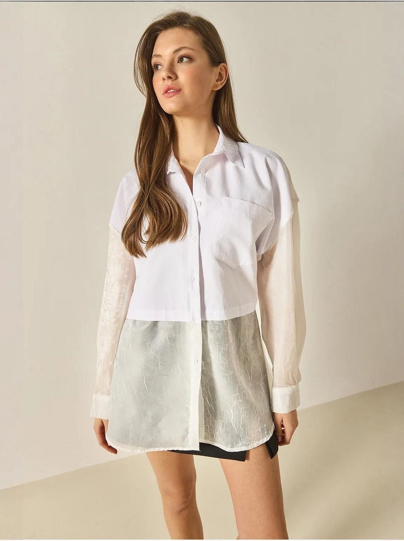 Chemise oversize en organza et tulle bianco lucci Blanc - Kiabi