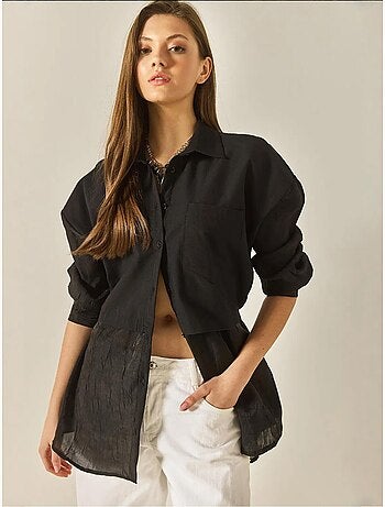 Chemise oversize en organza et tulle bianco lucci