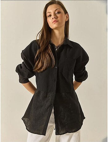 Chemise oversize en organza et tulle bianco lucci
