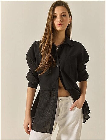 Chemise oversize en organza et tulle bianco lucci