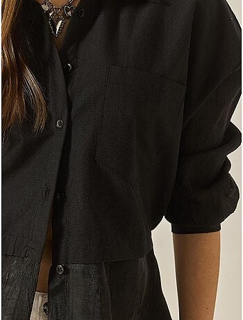 Chemise oversize en organza et tulle bianco lucci