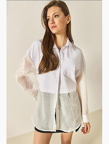 Chemise oversize en organza et tulle lucci