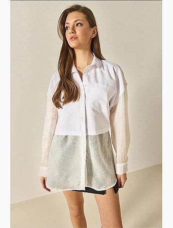 Chemise oversize en organza et tulle lucci