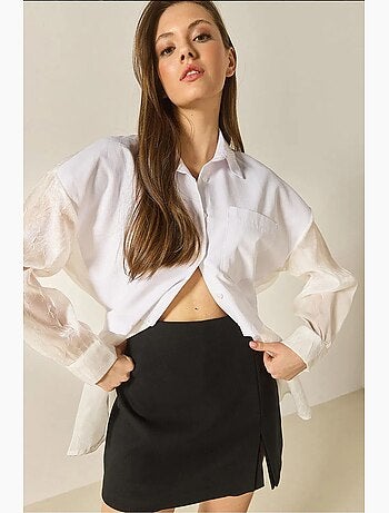 Chemise oversize en organza et tulle lucci