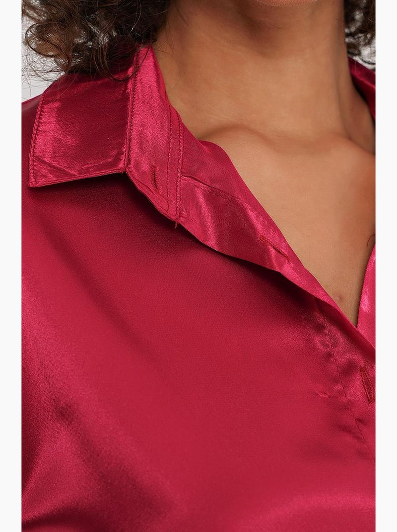 Chemise oversize en satin boutonnée sur le devant bdart Magenta - Kiabi