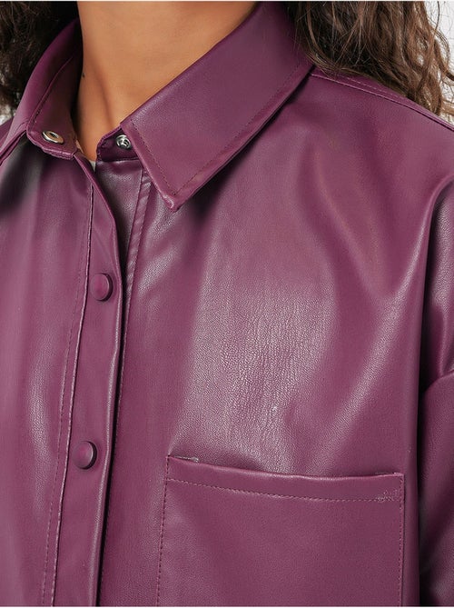 Chemise oversize en similicuir à manches longues et boutons avec poche bdart - Kiabi
