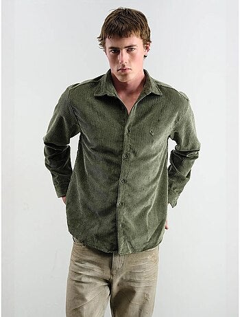 Chemise oversize en velours côtelé à manches longues et boutons
