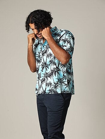 Chemise oversize en viscose avec imprimé tropical coloré 'Deeluxe'