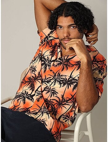 Chemise oversize en viscose avec imprimé tropical coloré 'Deeluxe'