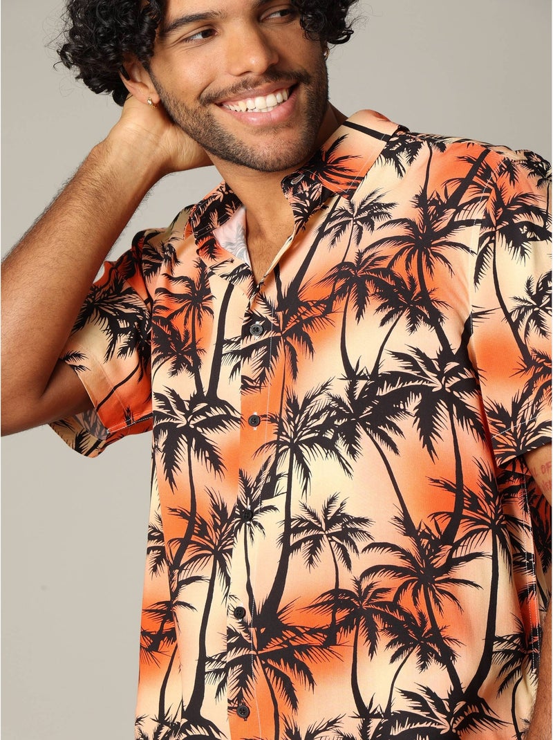 Chemise oversize en viscose avec imprimé tropical coloré 'Deeluxe' Orange - Kiabi